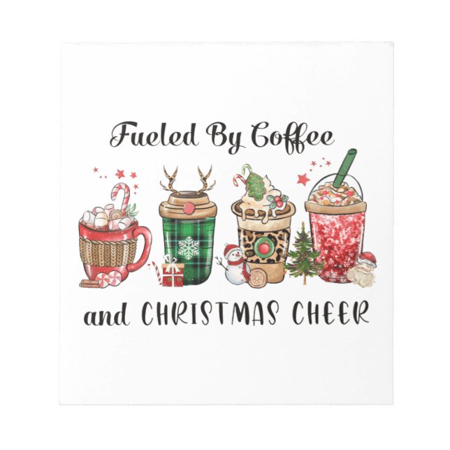 Bloco De Notas Alimentado por café e animado de Natal (Frente)