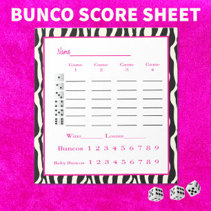 Bloco De Notas almofada da contagem do bunco - design da zebra