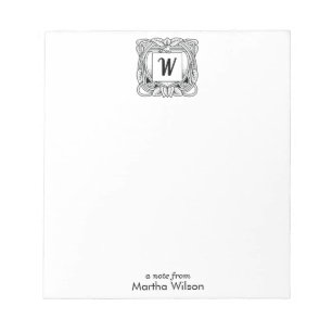 Bloco De Notas Almofada de nota floral de Mongram do art deco