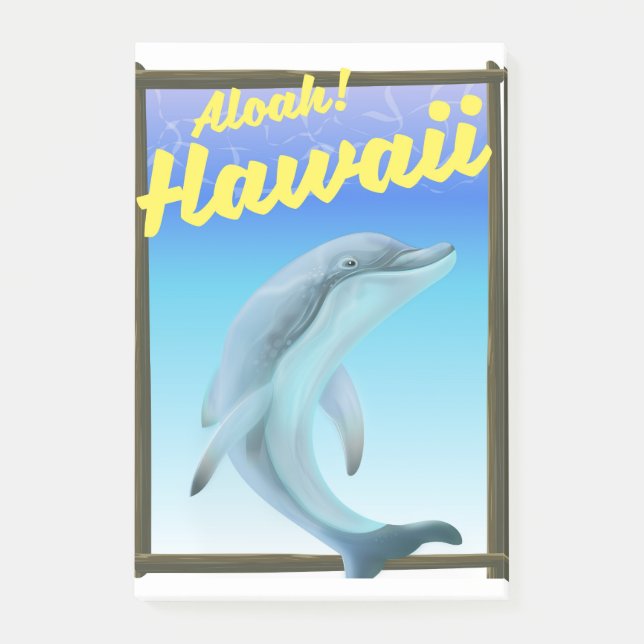 Bloco De Notas Aloha! Havaí! Cartaz de viagem de golfinho (Frente)
