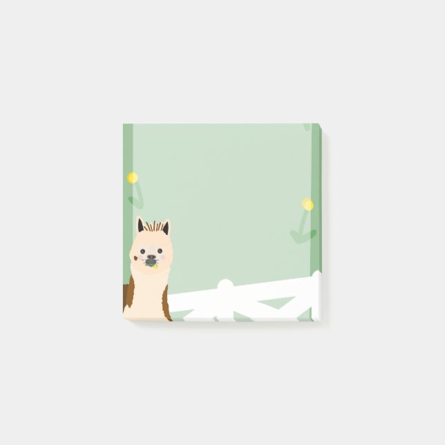 Bloco De Notas Alpaca Eating Dandelions Sticky Notes (Frente)