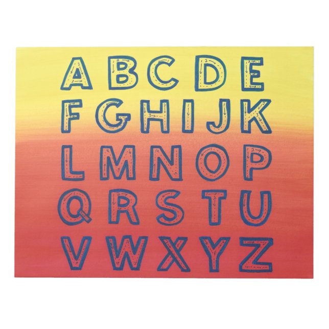 Bloco De Notas Alphabet Chart Upper Case Letters Sunset Notepads (Frente)