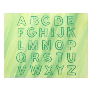 Bloco De Notas Alphabet Chart Upper Case Letters Yellow Green