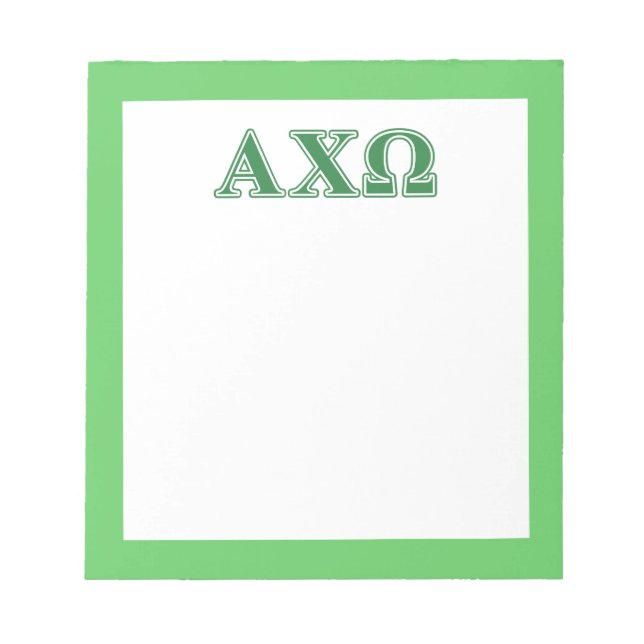 Bloco De Notas Alphi Chi Omega Green Letters (Frente)