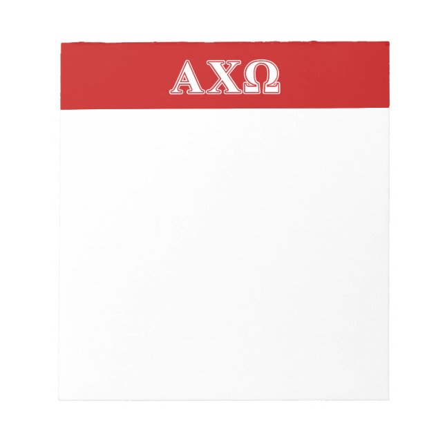 Bloco De Notas Alphi Chi Omega White e Red Letters (Frente)