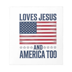 Bloco De Notas Ama Jesus E a América Também Camisa Cristã Patriót