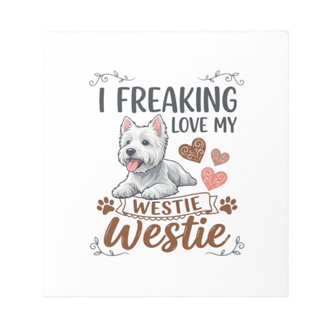 Bloco De Notas Amando Corações e Patas de Westie_1 (Frente)