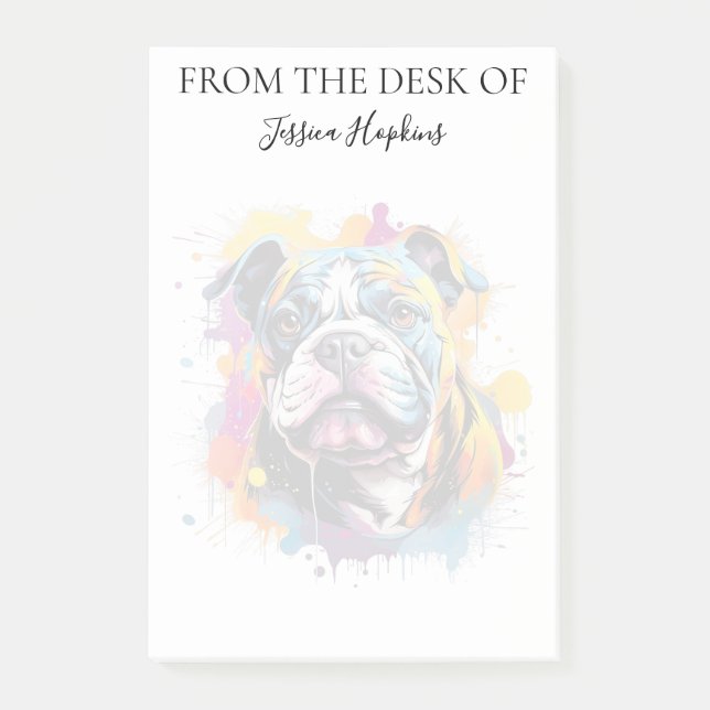 Bloco De Notas Amante de Bulldog Monogramado Cachorro (Frente)