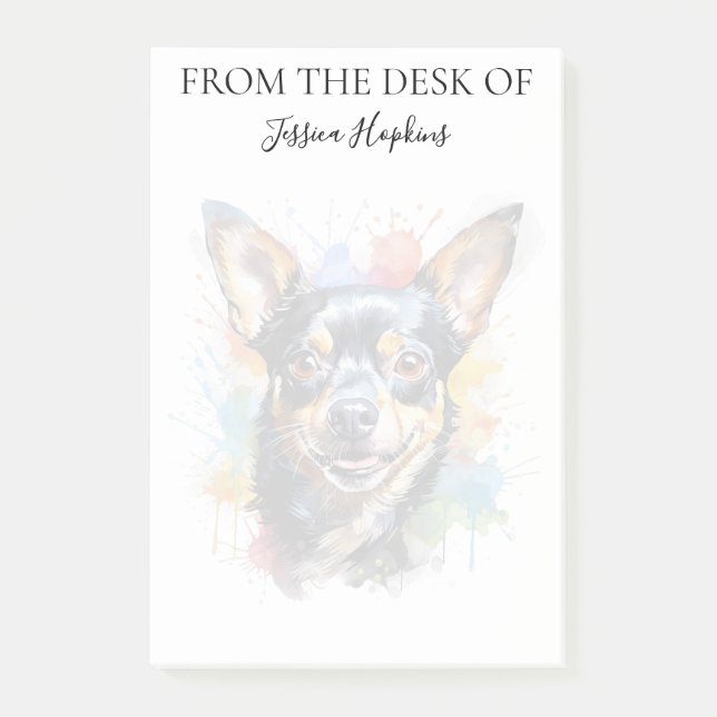 Bloco De Notas Amante de Chihuahua Cachorro Monogramado (Frente)