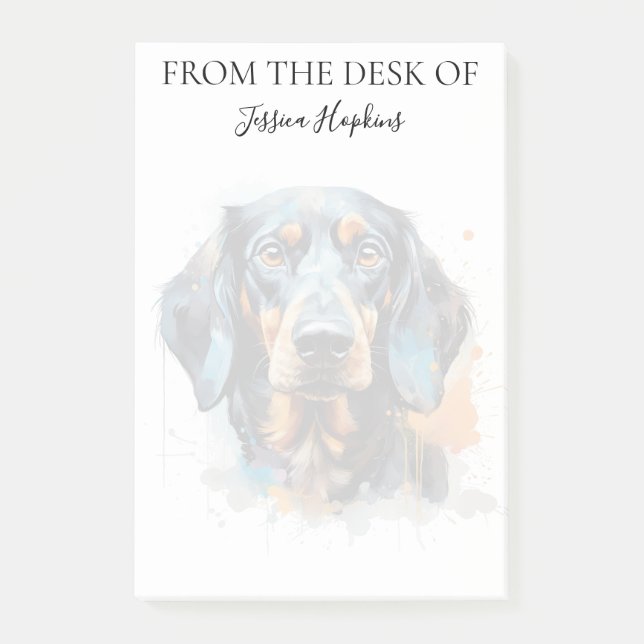 Bloco De Notas Amante de Dachshund Cachorro Monogramado (Frente)