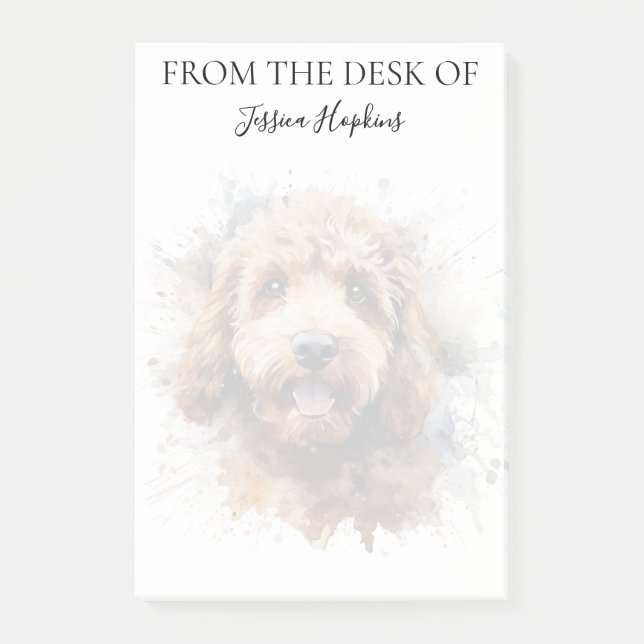 Bloco De Notas Amante de Labradoodle Cachorro Monogramado (Frente)
