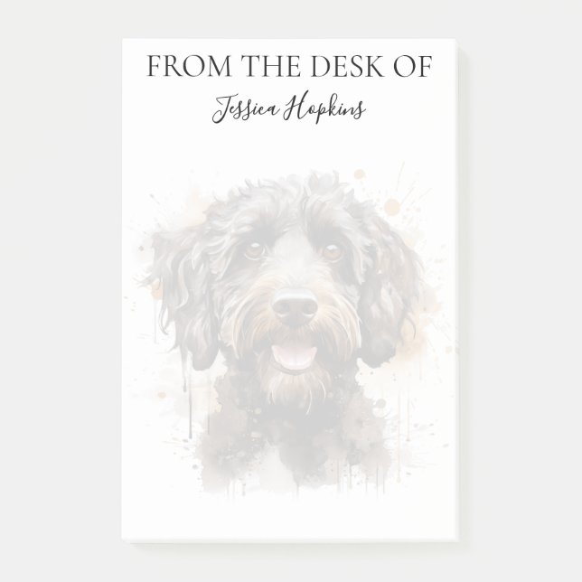 Bloco De Notas Amante de Labradoodle Cachorro Monogramado (Frente)