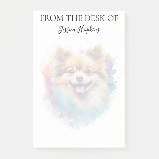 Bloco De Notas Amante de Pomerânia Monogramado Cachorro  (Frente)