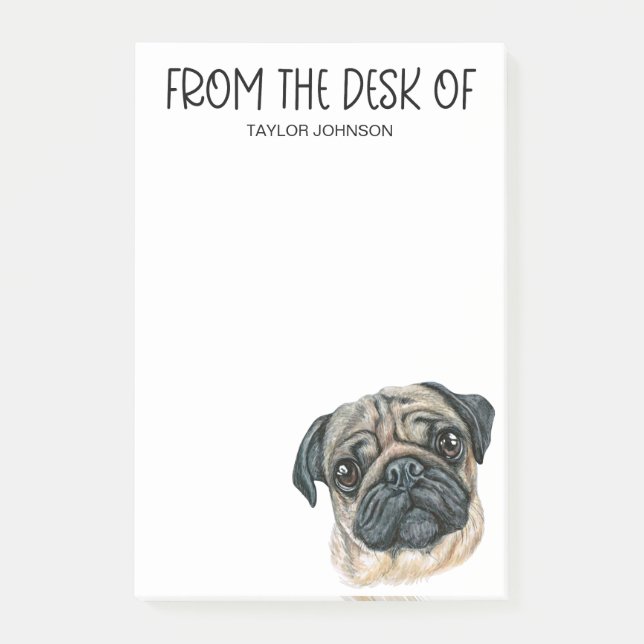 Bloco De Notas Amante de Pug (Frente)