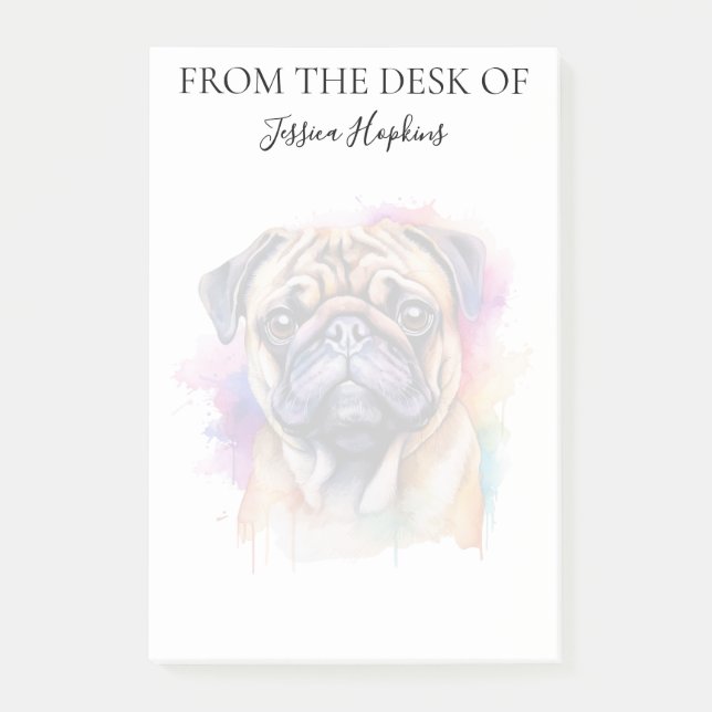 Bloco De Notas Amante de Pug Cachorro Monogramado (Frente)