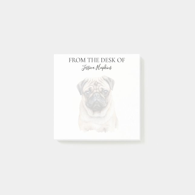 Bloco De Notas Amante de Pug Cachorro Monogramado (Frente)