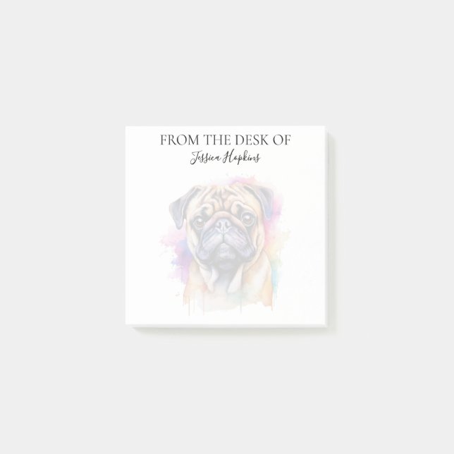 Bloco De Notas Amante de Pug Cachorro Monogramado (Frente)