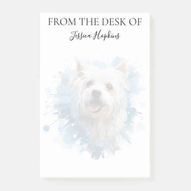 Bloco De Notas Amante de Westie Cachorro Monogramado  (Frente)