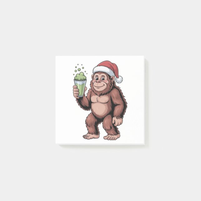 Bloco De Notas Amante do Matcha do Natal do Pé-Grande Sasquatch  (Frente)