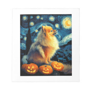 Bloco De Notas Amantes de cães Pomerânia Pintura de van gogh estr