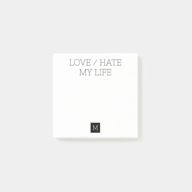 Bloco De Notas Amar/Odiar Minha Vida (Frente)