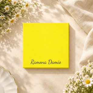 Bloco De Notas Amarelo Canário Profissional Minimalista Letra Pre