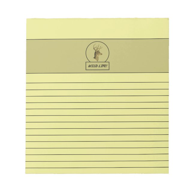 Bloco de Notas Amarelo-Claro Cabeça de Buck (Frente)