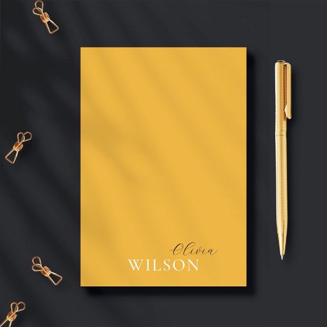 Bloco De Notas Amarelo de mostarda de mostarda com script minimal (Criador carregado)