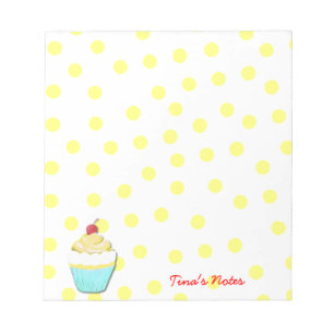 Bloco de notas amarelo do cupcake