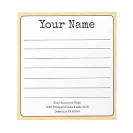 Bloco De Notas Amarelo Dourado Retro Adicione Seu Nome Linha