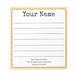 Bloco De Notas Amarelo Dourado Retro Adicione Seu Nome Listrado