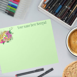 Bloco De Notas Amarelo-leopardo Gecko Verde