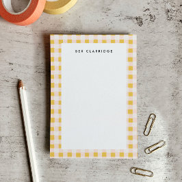 Bloco De Notas Amarelo Suave e Rosa Xadrez Personalizado