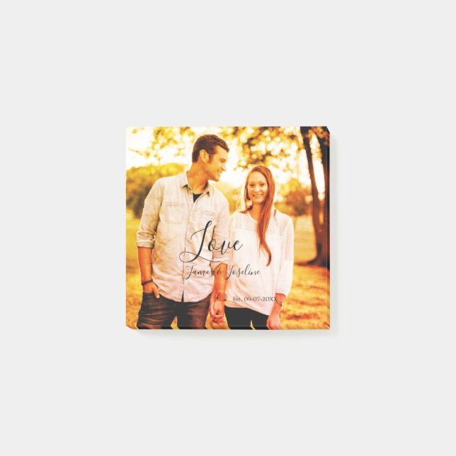 Bloco De Notas Ame o nome da adição de fotos. Casal de casamento  (Frente)