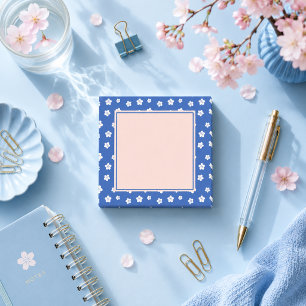 Bloco De Notas ameixa japonesa floral azul kawaii