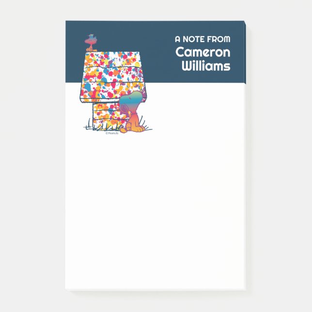 Bloco De Notas Amendoins | Esnoopia E Pintor Arco-Íris (Frente)