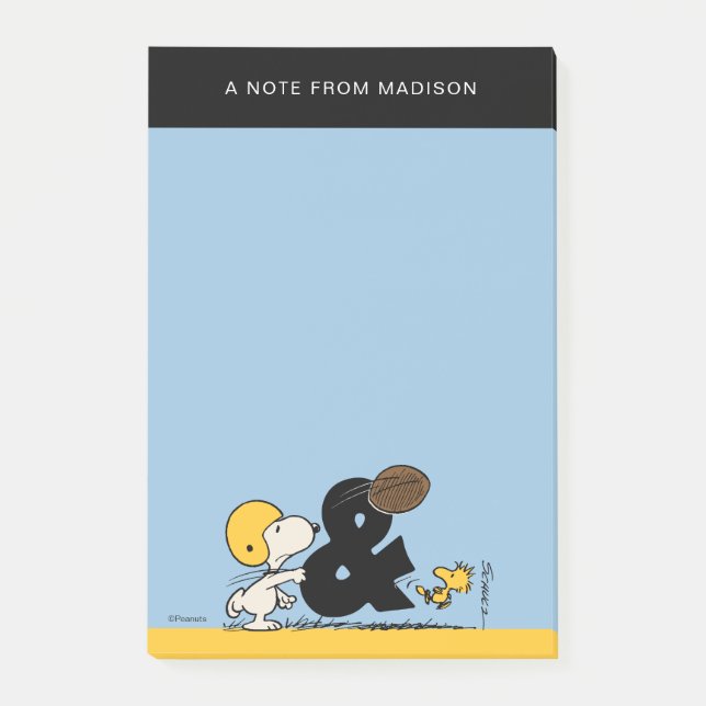 Bloco De Notas Amendoins | Futebol Snoopy & Woodstock (Frente)