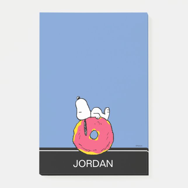 Bloco De Notas Amendoins | Rosquinha rosa esnoopia (Frente)