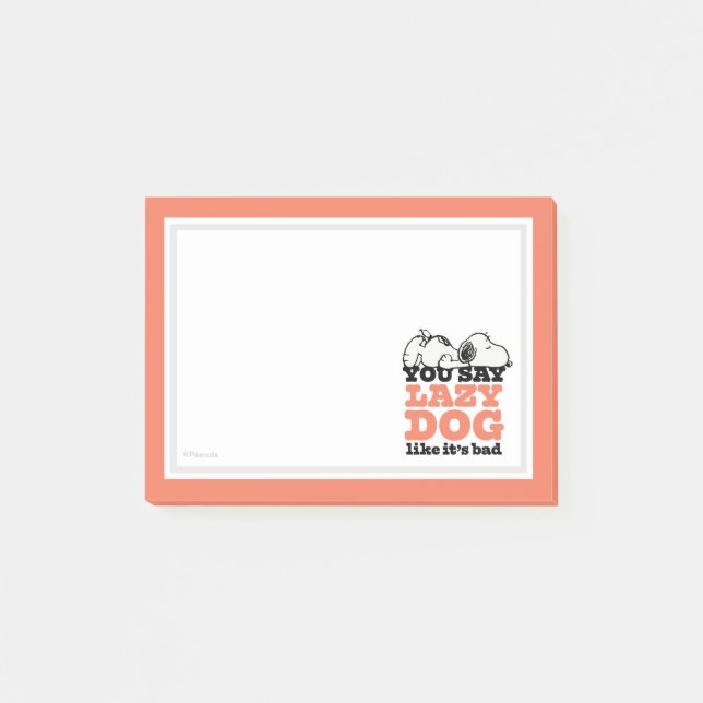 Bloco De Notas Amendoins | Snoopy Você Diz Preguiçoso Como Se Fos (Frente)