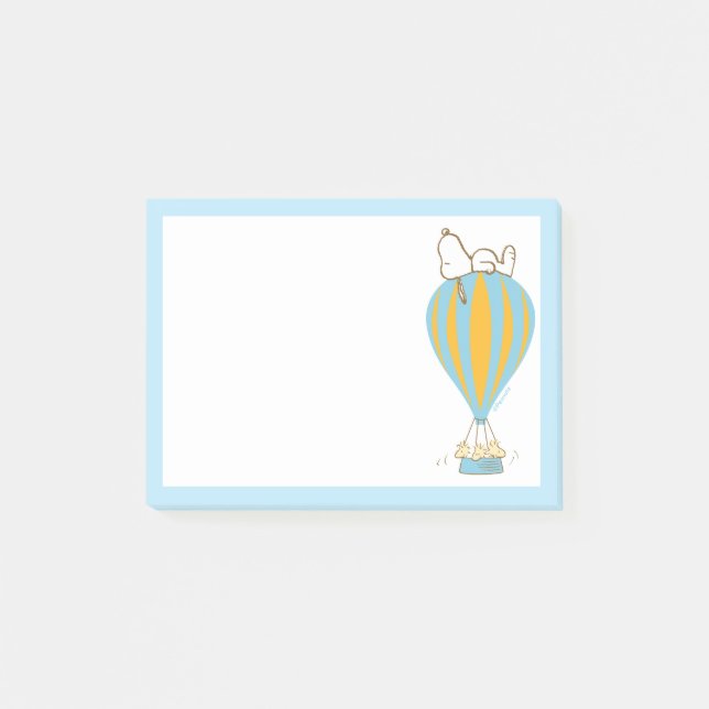 Bloco De Notas Amendoins | Snoopy & Woodstock Balão de Ar Quente (Frente)