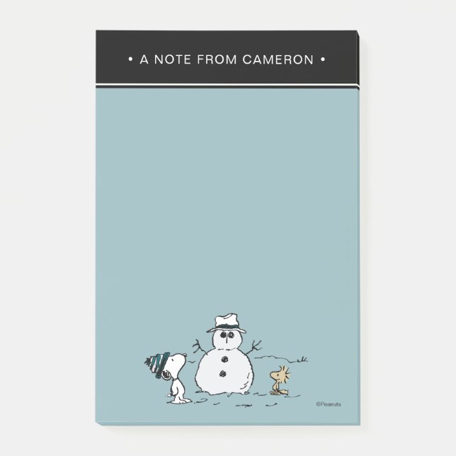 Bloco De Notas Amendoins | Snoopy & Woodstock Snowman | Adicionar (Frente)