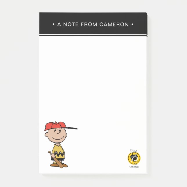 Bloco De Notas Amendoins | Sorriso Charlie Brown Baseball (Frente)