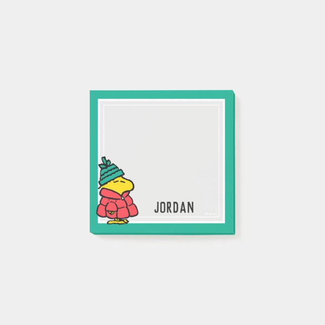 Bloco De Notas Amendoins | Woodstock Puffy | Adicione seu nome (Frente)