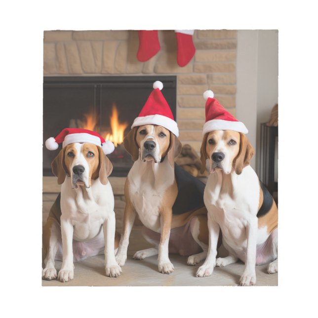 Bloco De Notas American English Foxhound Lareira Natal (Frente)