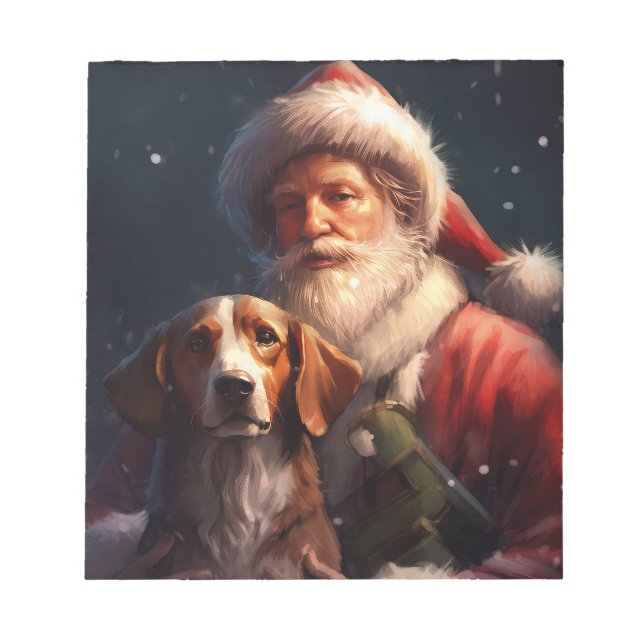 Bloco De Notas American English Foxhound Santa Claus Natal (Frente)