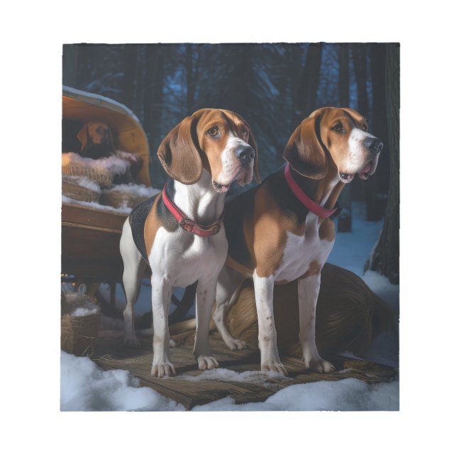 Bloco De Notas American English Foxhound Snowy Sleigh Natal (Frente)