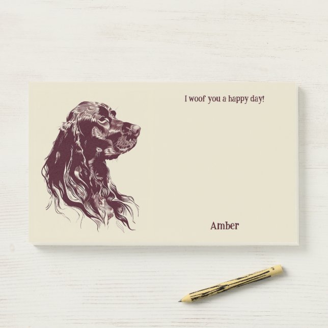 Bloco De Notas American Water Spaniel Abstrato Art Dog (Na mesa)