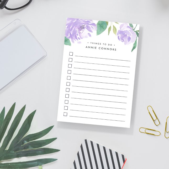 Bloco De Notas Amethyst Peony | Personalized To Do List (Criador carregado)