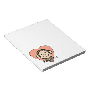 Bloco De Notas Amor bonito do macaco do sorriso do clipart dos