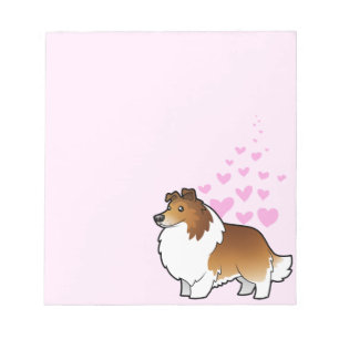 Bloco De Notas Amor do Sheepdog/Collie de Shetland